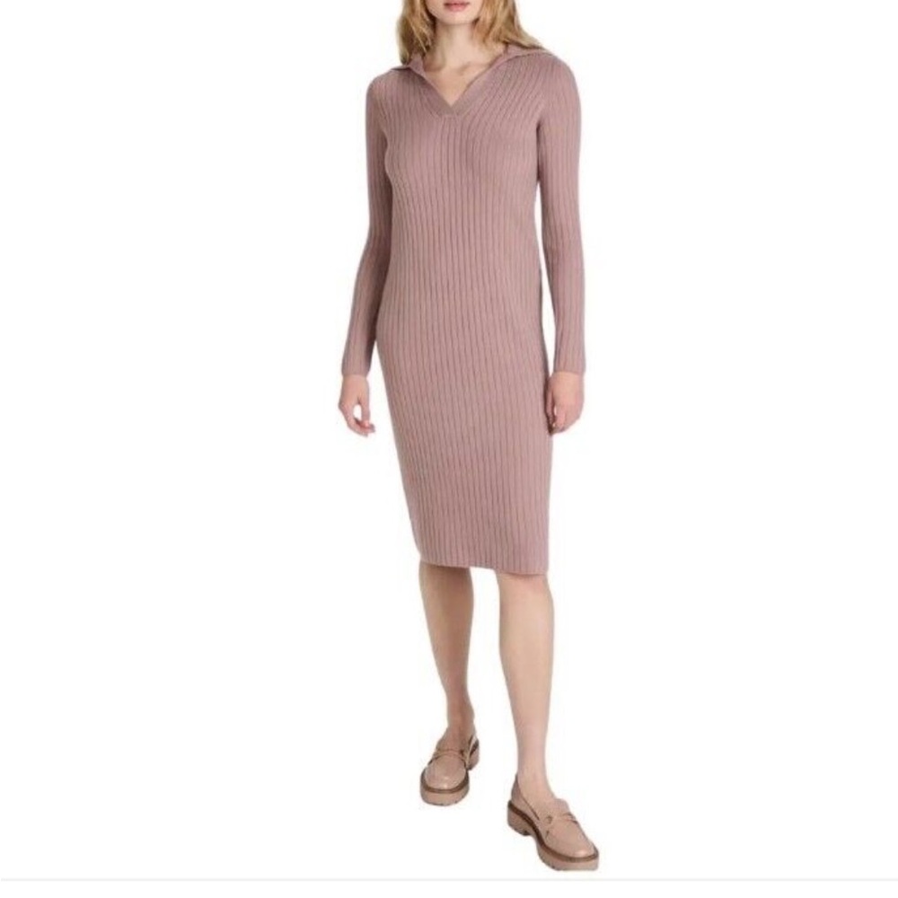 Vince NWT Ribbed Polo Dress Cashmere Sweater V Neck Collared Women's Sz S